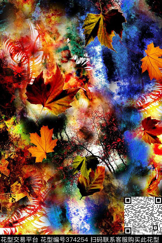 枫叶彩色数码数码印花华亿平台下载（图片编号: 374254） - 瓦栏（Walan）