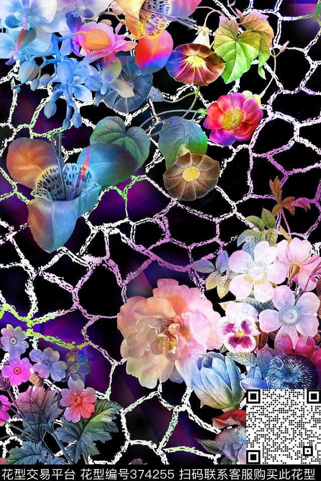 花卉深底数码数码印花华亿平台下载（图片编号: 374255） - 瓦栏（Walan）