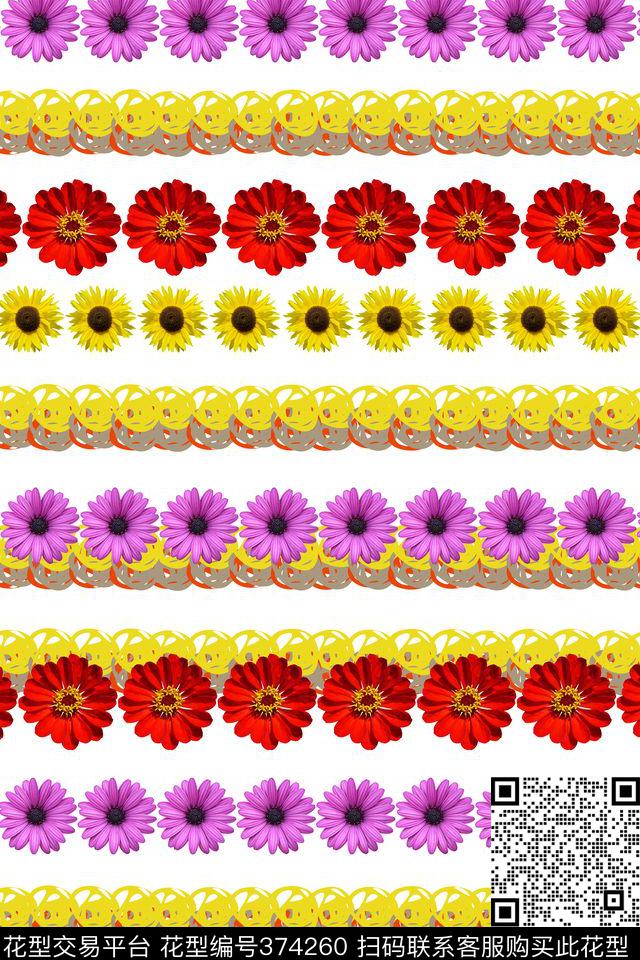 简约真花小雏菊几何花卉数码印花华亿平台下载（图片编号: 374260） - 瓦栏（Walan）