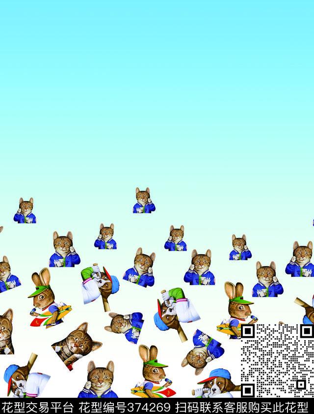 卡通手绘动物动物数码印花华亿平台下载（图片编号: 374269） - 瓦栏（Walan）