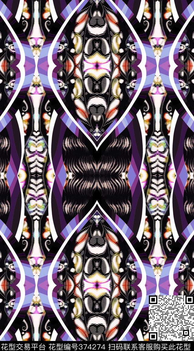 民族风手绘欧式复古数码印花华亿平台下载（图片编号: 374274） - 瓦栏（Walan）