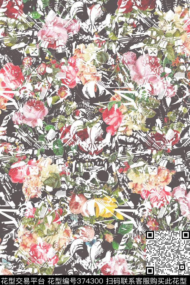 叶子花几何底色数码印花华亿平台下载（图片编号: 374300） - 瓦栏（Walan）