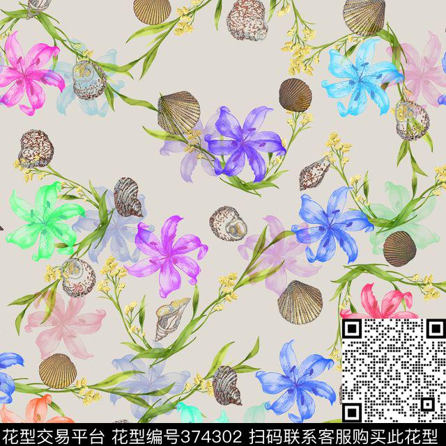 贝壳花数码印花华亿平台下载（图片编号: 374302） - 瓦栏（Walan）