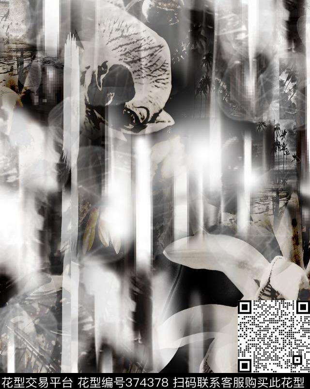 热带雨林花卉数码印花华亿平台下载（图片编号: 374378） - 瓦栏（Walan）