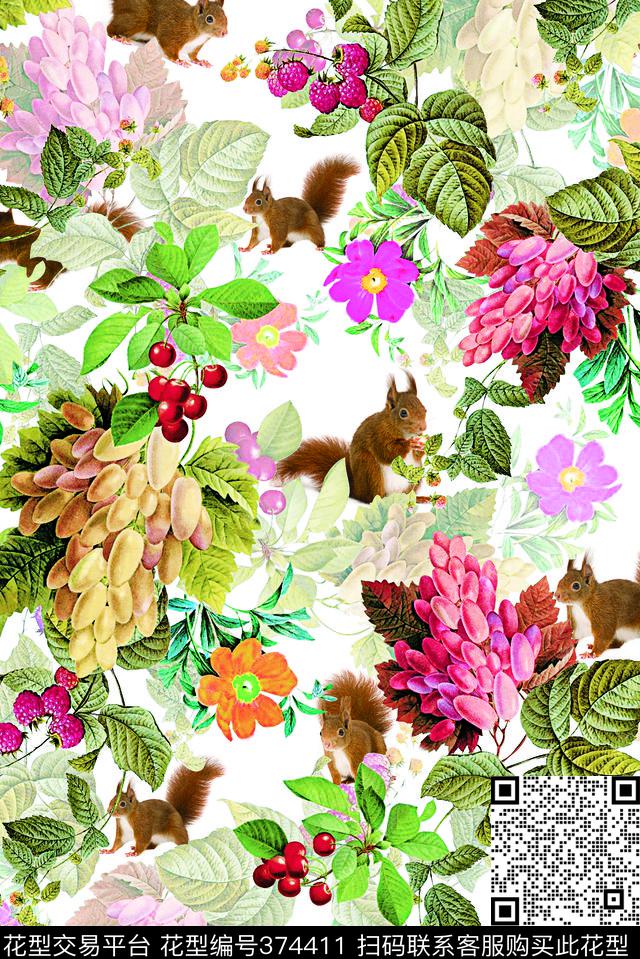 休闲松鼠数码印花华亿平台下载（图片编号: 374411） - 瓦栏（Walan）