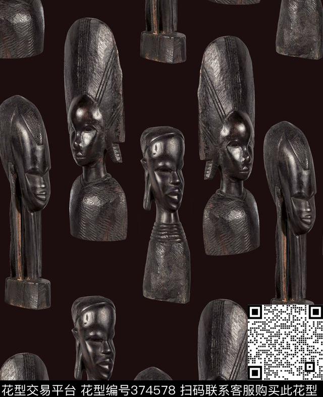潮流非洲木雕复古数码印花华亿平台下载（图片编号: 374578） - 瓦栏（Walan）