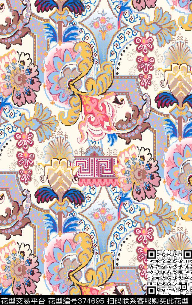 清新休闲传统印花华亿平台下载（图片编号: 374695） - 瓦栏（Walan）