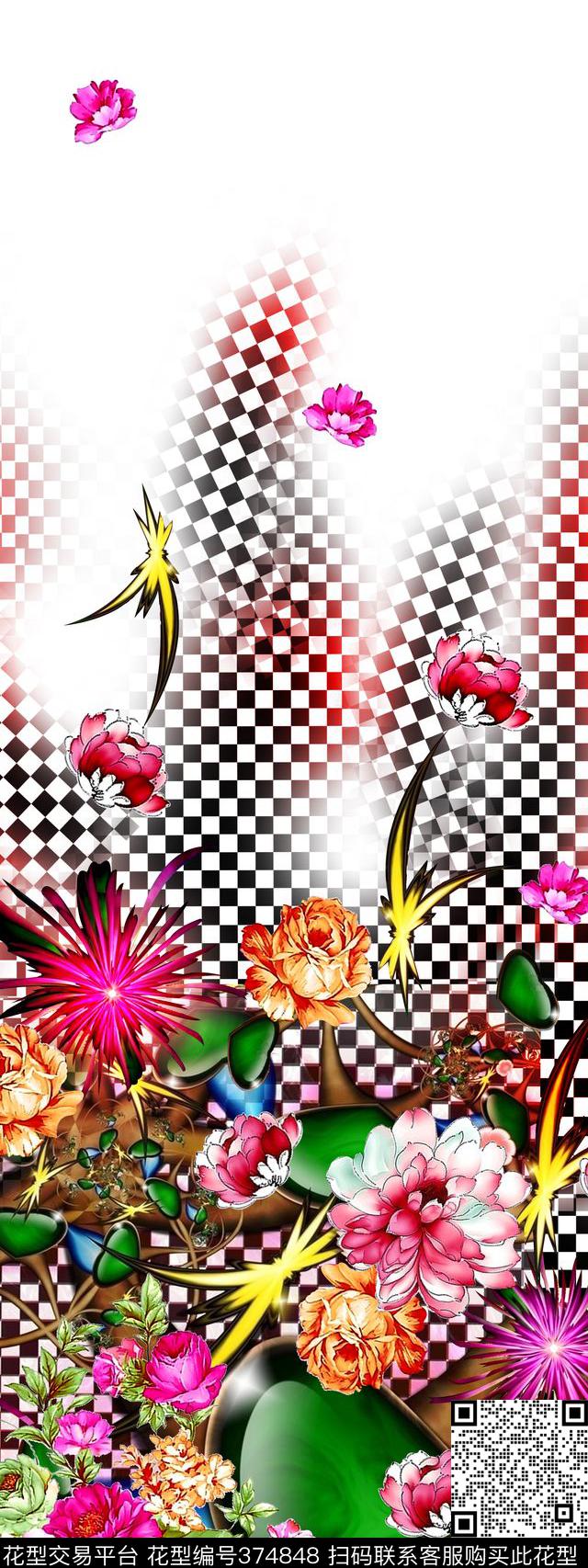 花卉定位数码印花华亿平台下载（图片编号: 374848） - 瓦栏（Walan）