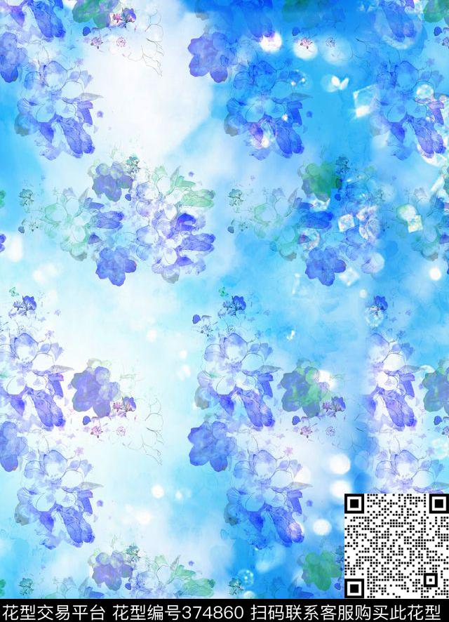 抽象花卉宝石数码印花华亿平台下载（图片编号: 374860） - 瓦栏（Walan）