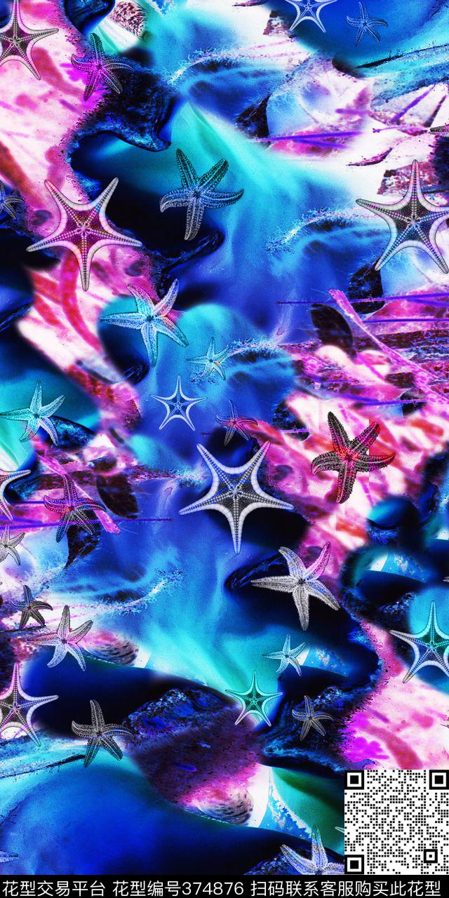 抽象海洋数码数码印花华亿平台下载（图片编号: 374876） - 瓦栏（Walan）