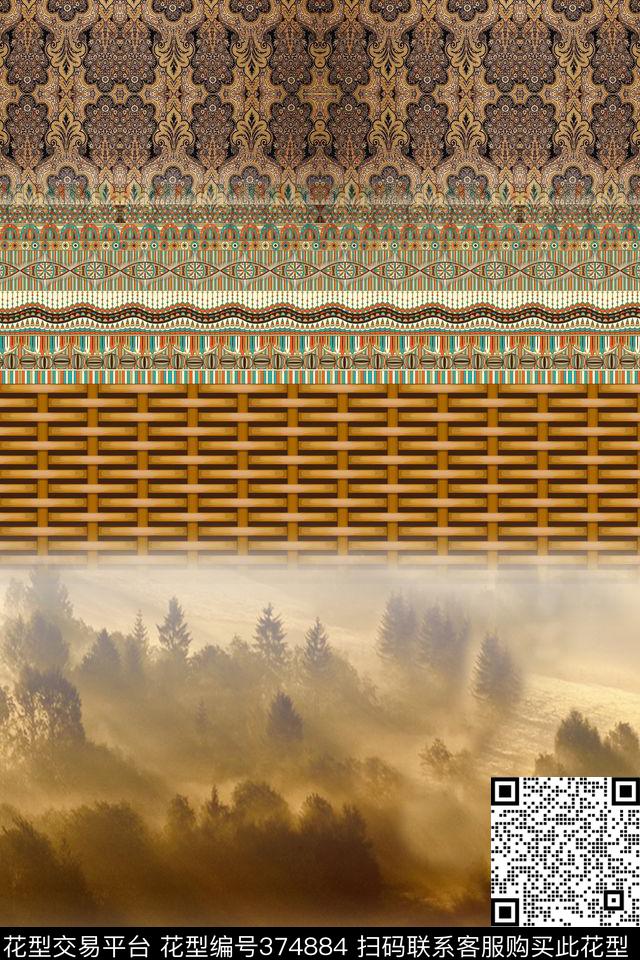 几何风景男装数码印花华亿平台下载（图片编号: 374884） - 瓦栏（Walan）