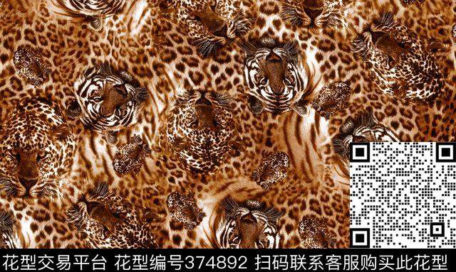 虎头虎纹老虎传统印花华亿平台下载（图片编号: 374892） - 瓦栏（Walan）