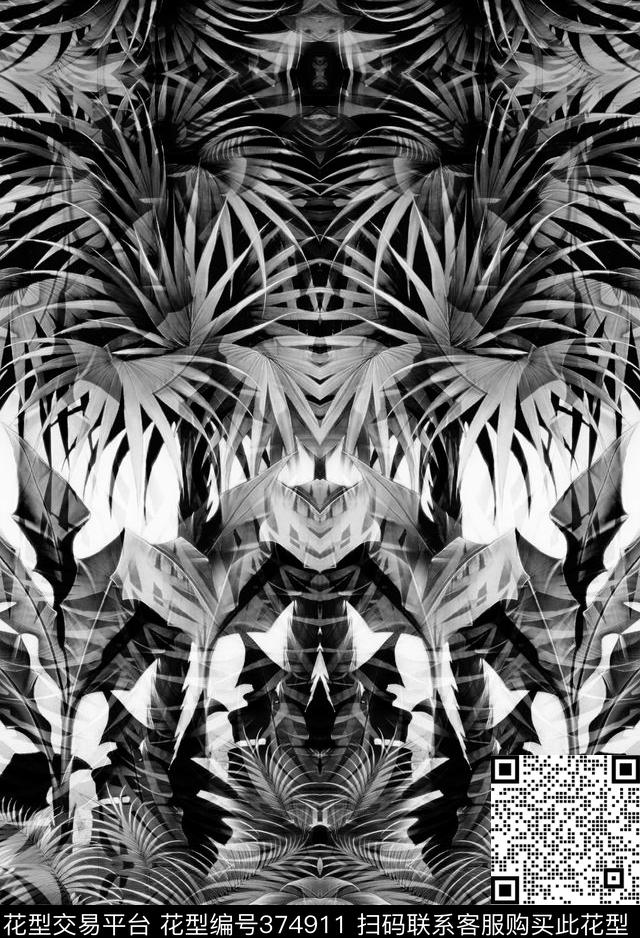 休闲热带芭蕉数码印花华亿平台下载（图片编号: 374911） - 瓦栏（Walan）