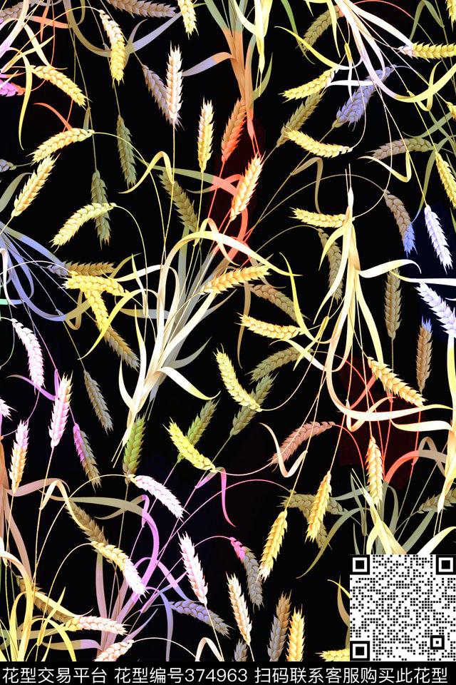 田园麦穗数码印花华亿平台下载（图片编号: 374963） - 瓦栏（Walan）