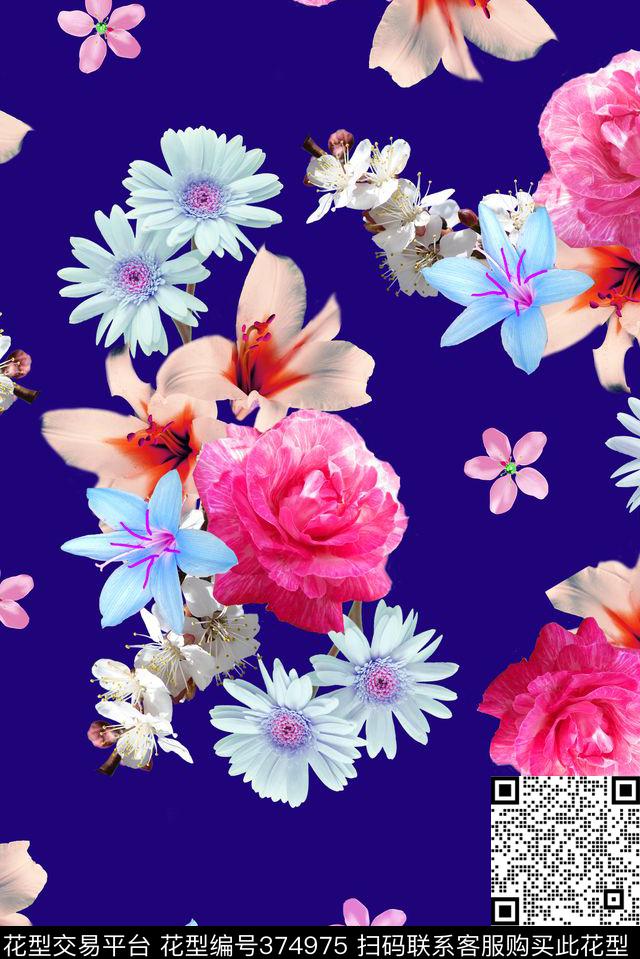 花卉女装小雏菊数码印花华亿平台下载（图片编号: 374975） - 瓦栏（Walan）