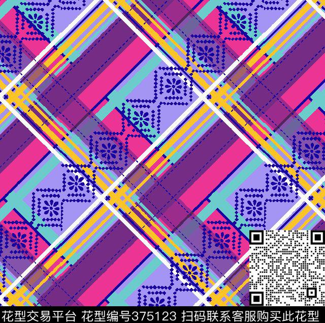 民族风格子泳衣/内衣/服饰面料华亿平台传统印花华亿平台下载（图片编号: 375123） - 瓦栏（Walan）