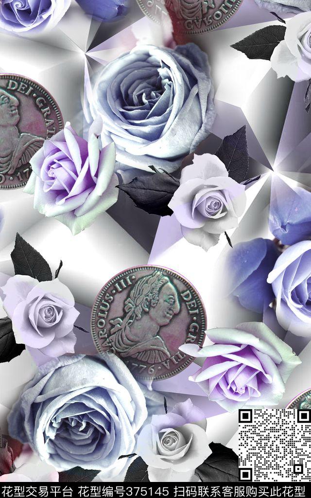 彰显气质花卉古币数码印花华亿平台下载（图片编号: 375145） - 瓦栏（Walan）