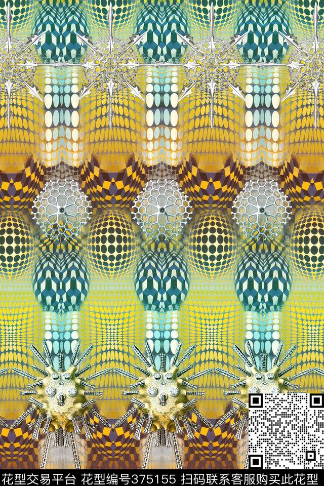 抽象几何条纹数码印花华亿平台下载（图片编号: 375155） - 瓦栏（Walan）