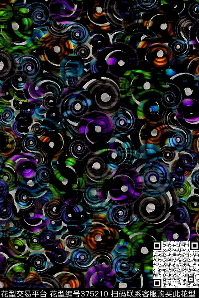 多彩圈圈四方连续数码印花华亿平台下载（图片编号: 375210） - 瓦栏（Walan）
