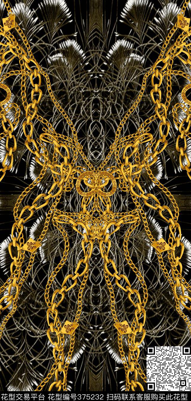 羽毛金属链条装饰数码印花华亿平台下载（图片编号: 375232） - 瓦栏（Walan）