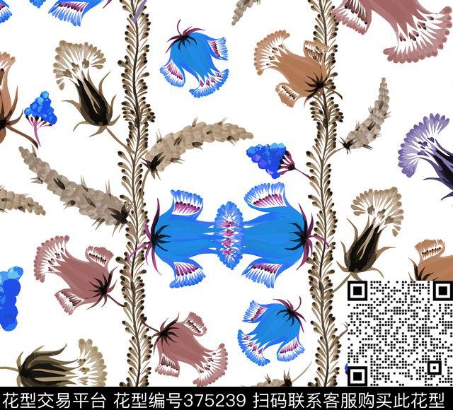 花卉前卫矢量传统印花华亿平台下载（图片编号: 375239） - 瓦栏（Walan）