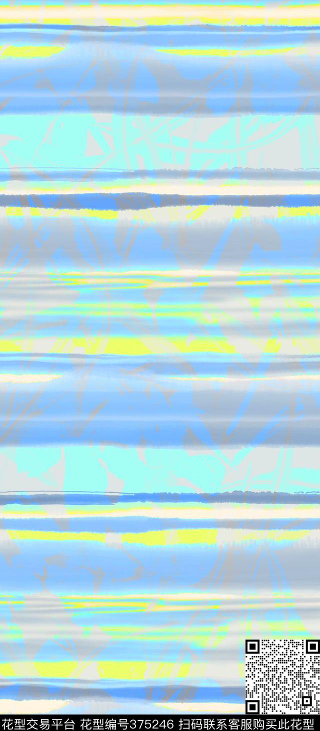 清新条纹云彩花卉剪影数码印花华亿平台下载（图片编号: 375246） - 瓦栏（Walan）
