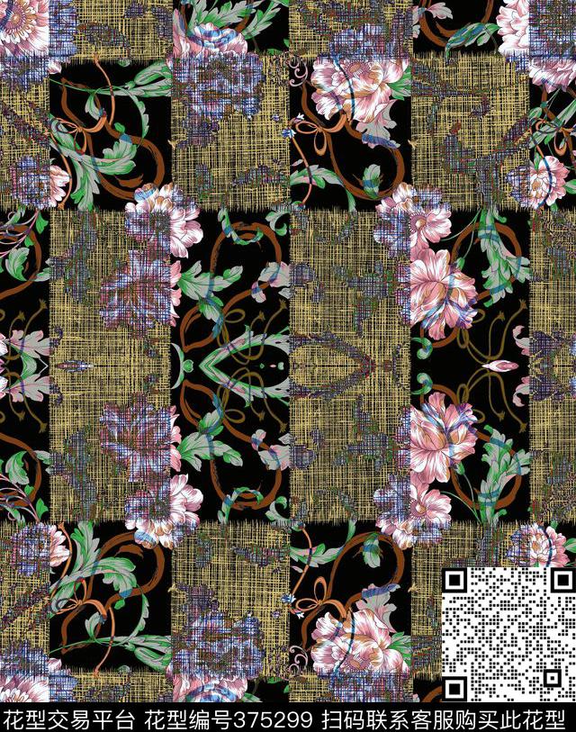 古典花纹欧美数码印花华亿平台下载（图片编号: 375299） - 瓦栏（Walan）