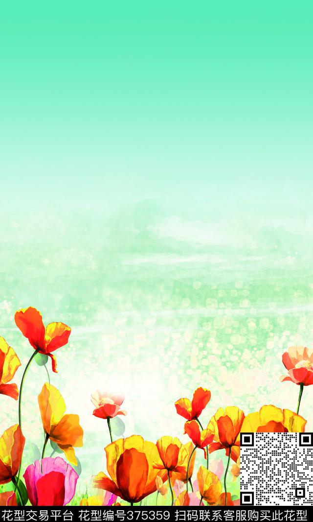 定位花抽象数码印花华亿平台下载（图片编号: 375359） - 瓦栏（Walan）