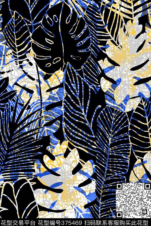 树叶肌理迷彩传统印花华亿平台下载（图片编号: 375469） - 瓦栏（Walan）