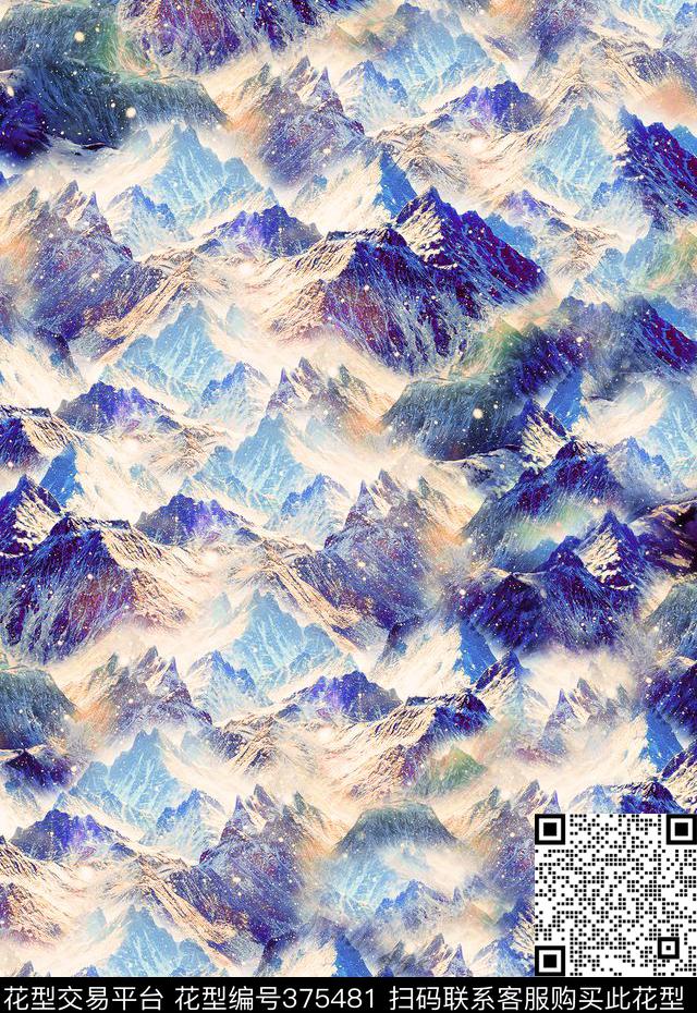 景观雪景雪山数码印花华亿平台下载（图片编号: 375481） - 瓦栏（Walan）