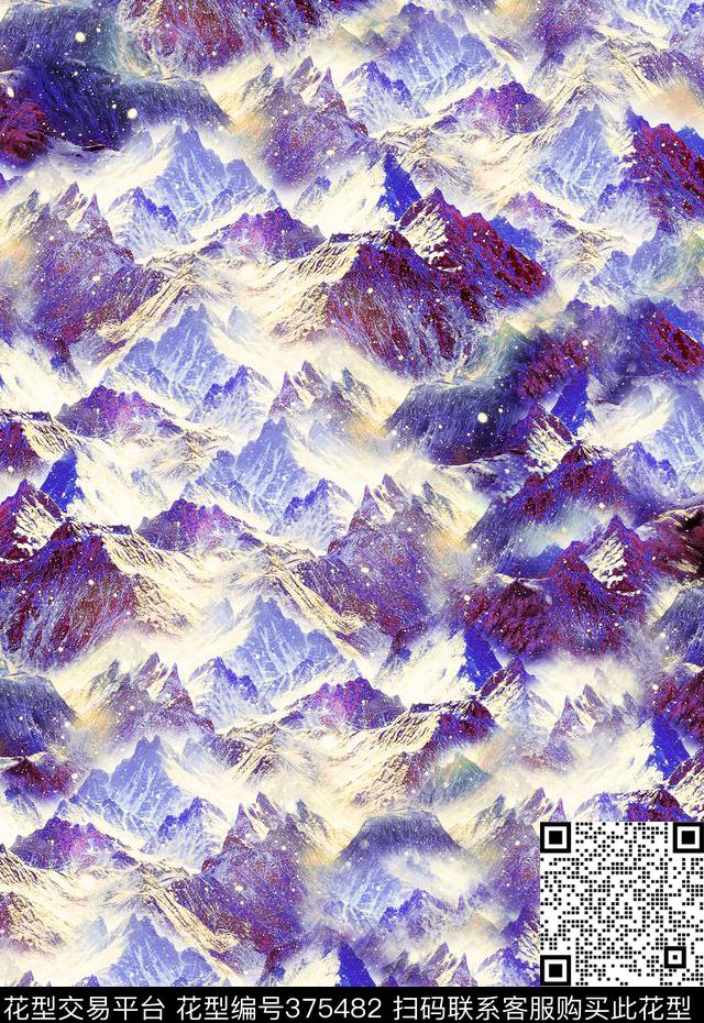 景观雪景雪山数码印花华亿平台下载（图片编号: 375482） - 瓦栏（Walan）