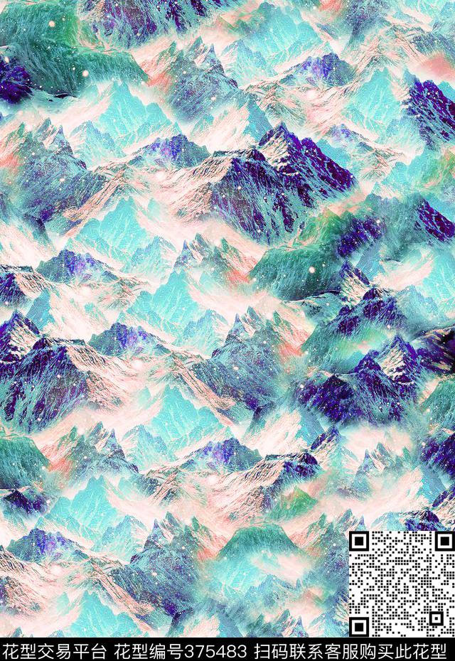 景观雪景雪山数码印花华亿平台下载（图片编号: 375483） - 瓦栏（Walan）