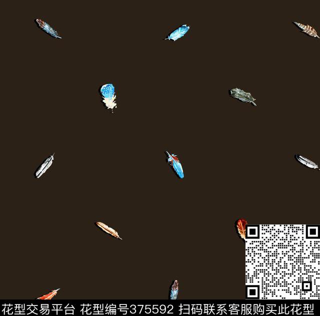 商务休闲羽毛七彩羽毛数码印花华亿平台下载（图片编号: 375592） - 瓦栏（Walan）