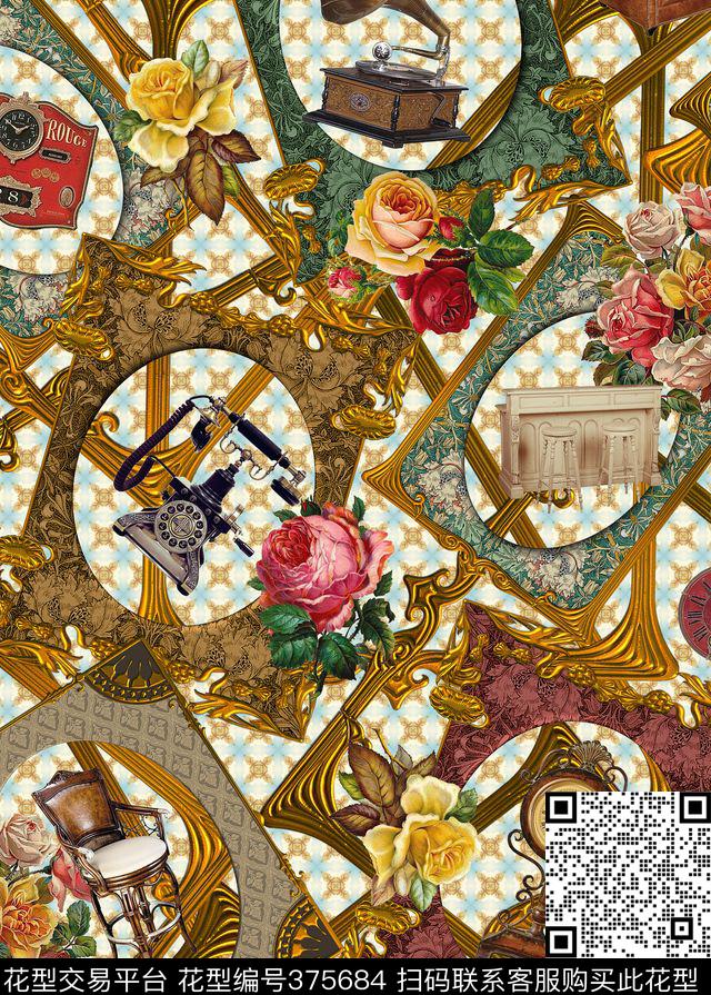 复古古典欧式数码印花华亿平台下载（图片编号: 375684） - 瓦栏（Walan）