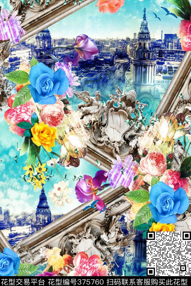 数码3D立体欧式花卉欧式花卉花卉组合数码印花华亿平台下载（图片编号: 375760） - 瓦栏（Walan）