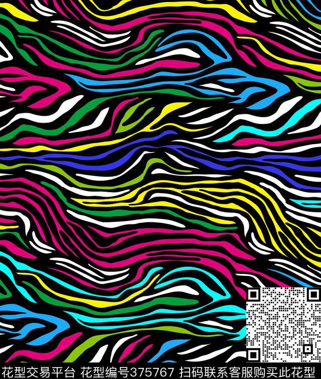 斑马纹色彩数码印传统印花华亿平台下载（图片编号: 375767） - 瓦栏（Walan）