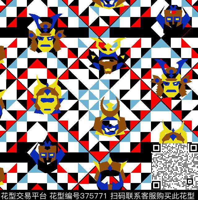 格型卡通小机器传统印花华亿平台下载（图片编号: 375771） - 瓦栏（Walan）