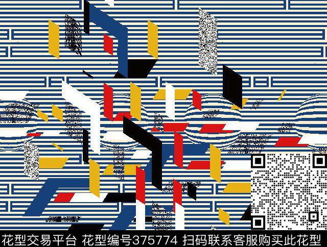 格型几何条纹传统印花华亿平台下载（图片编号: 375774） - 瓦栏（Walan）