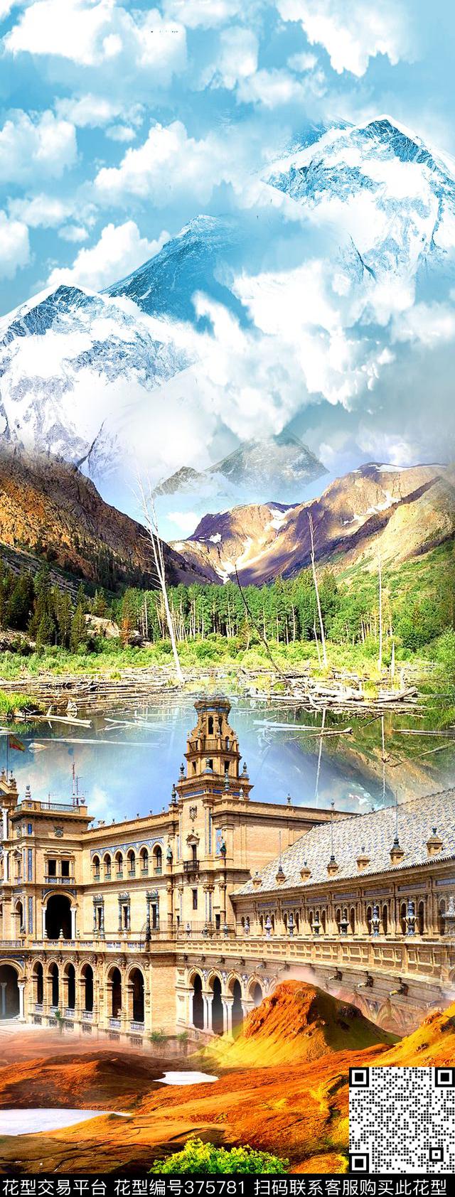 风景建筑立体数码印花华亿平台下载（图片编号: 375781） - 瓦栏（Walan）