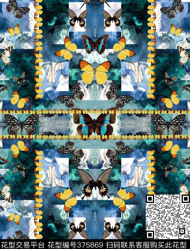 复古蝴蝶女装华亿平台数码印花华亿平台下载（图片编号: 375869） - 瓦栏（Walan）
