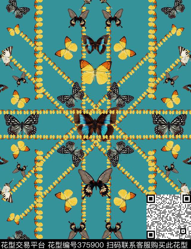 复古蝴蝶女装华亿平台数码印花华亿平台下载（图片编号: 375900） - 瓦栏（Walan）