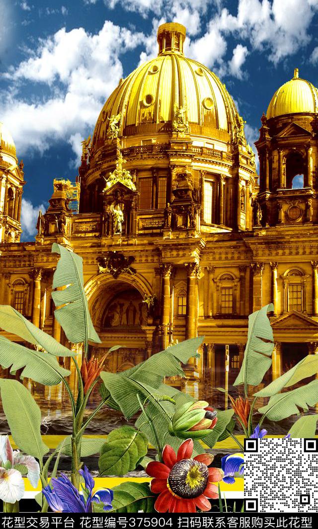 欧式宫廷景观数码印花华亿平台下载（图片编号: 375904） - 瓦栏（Walan）