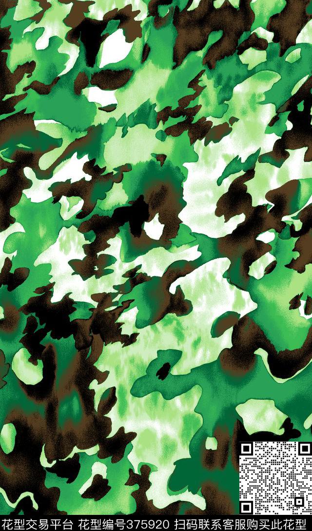 欧美抽象迷彩军绿抽象传统印花华亿平台下载（图片编号: 375920） - 瓦栏（Walan）