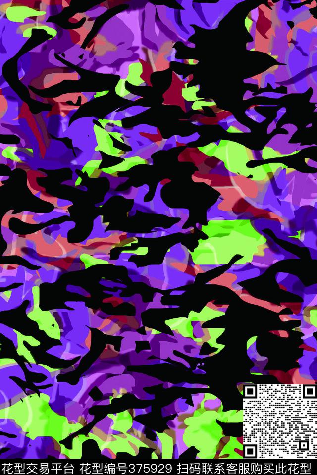 涂鸦色块3D云数码印花华亿平台下载（图片编号: 375929） - 瓦栏（Walan）