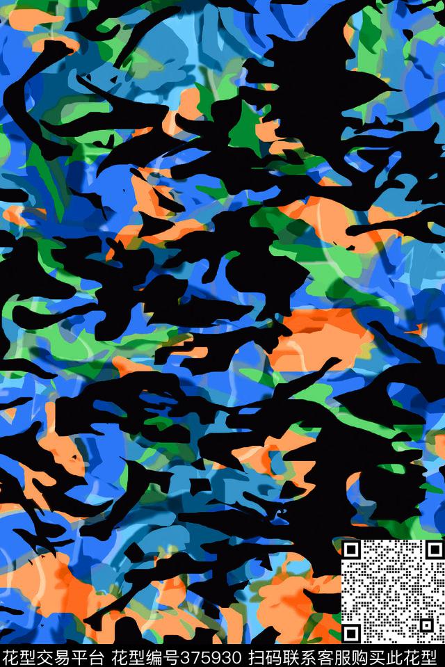 涂鸦色块3D云数码印花华亿平台下载（图片编号: 375930） - 瓦栏（Walan）