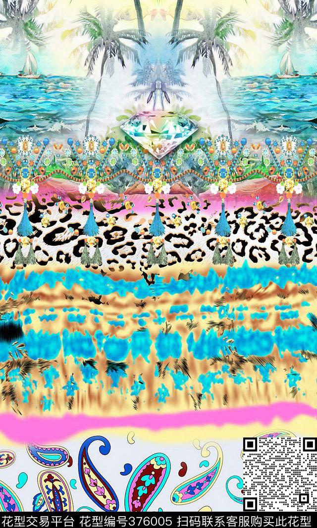 时尚豹纹条纹数码印花华亿平台下载（图片编号: 376005） - 瓦栏（Walan）