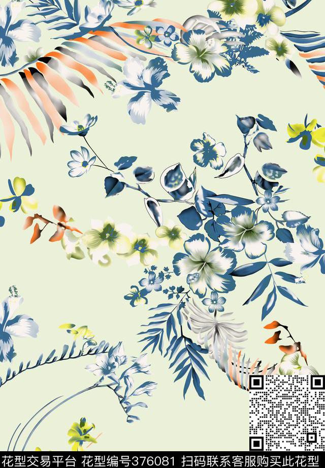 扶桑花时尚田园花卉女装传统印花华亿平台下载（图片编号: 376081） - 瓦栏（Walan）