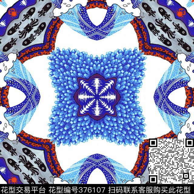 方巾海洋风趣味图案传统印花华亿平台下载（图片编号: 376107） - 瓦栏（Walan）
