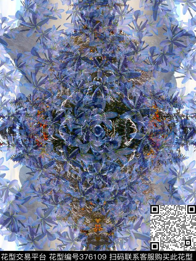 复古风景植物数码印花华亿平台下载（图片编号: 376109） - 瓦栏（Walan）