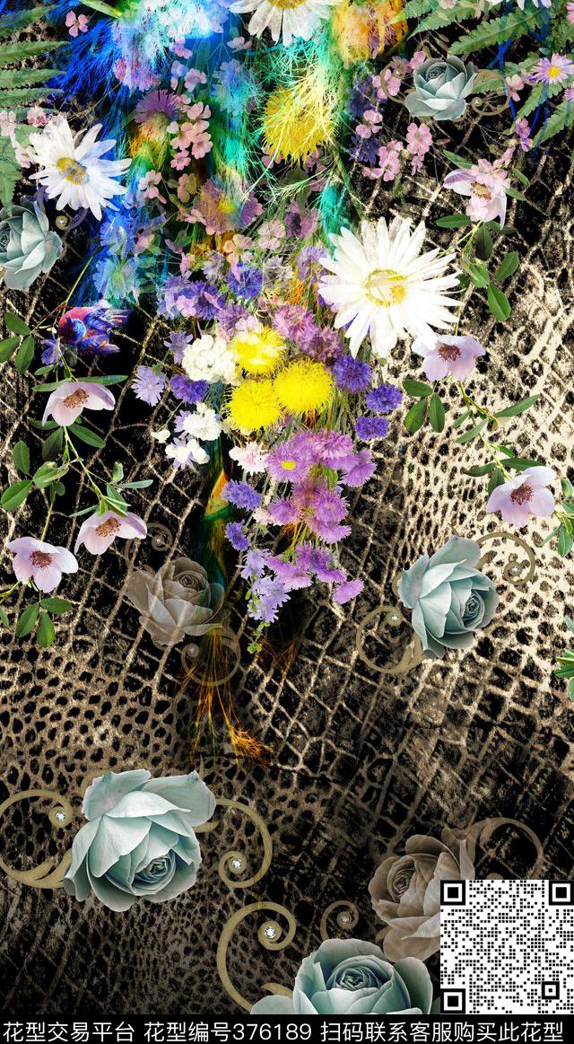 动物纹定位花卉动物纹花卉定位数码印花华亿平台下载（图片编号: 376189） - 瓦栏（Walan）